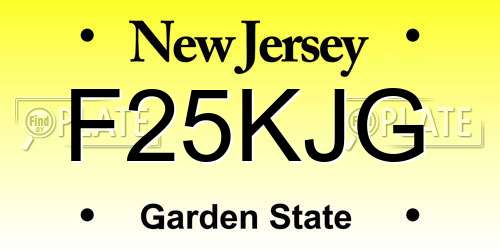 F25KJG New Jersey License Plate