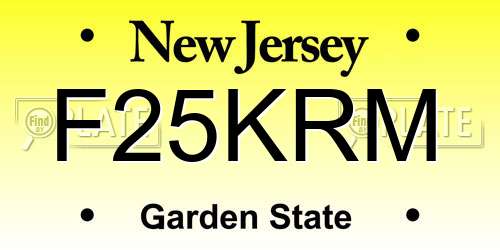 F25KRM New Jersey License Plate