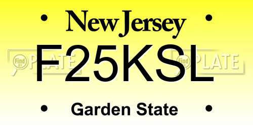 F25KSL New Jersey License Plate