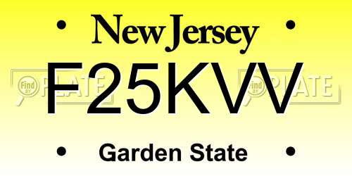 F25KVV New Jersey License Plate