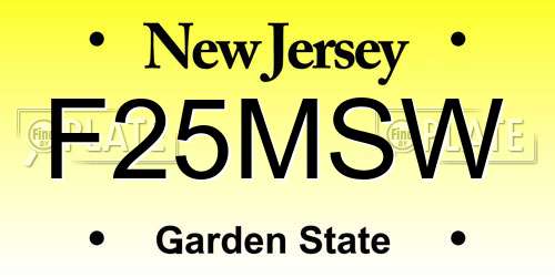 F25MSW New Jersey License Plate