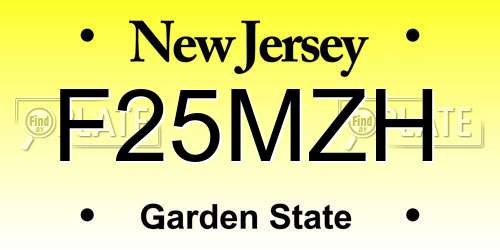 F25MZH New Jersey License Plate