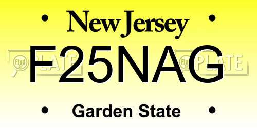 F25NAG New Jersey License Plate