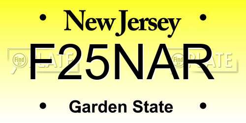 F25NAR New Jersey License Plate