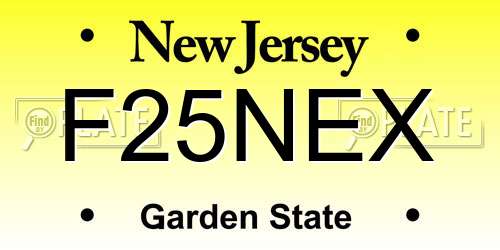 F25NEX New Jersey License Plate