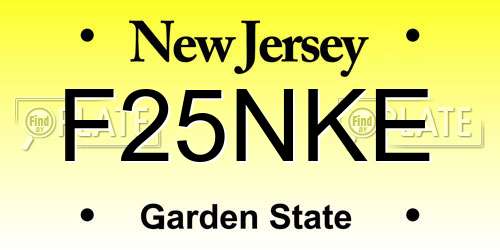 F25NKE New Jersey License Plate
