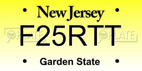F25RTT New Jersey License Plate