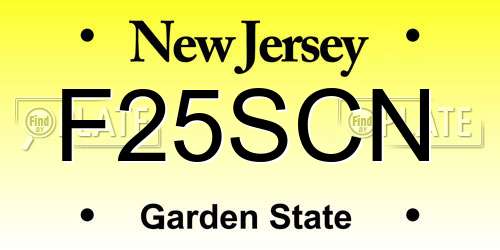 F25SCN New Jersey License Plate