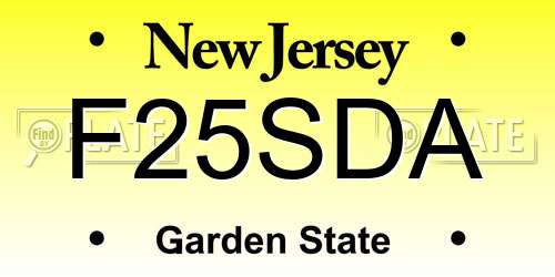 F25SDA New Jersey License Plate