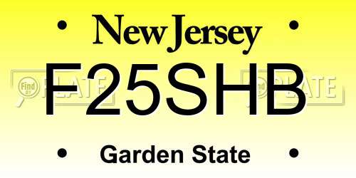 F25SHB New Jersey License Plate