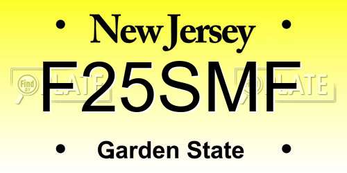 F25SMF New Jersey License Plate