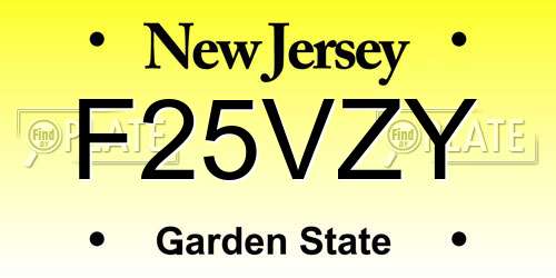 F25VZY New Jersey License Plate