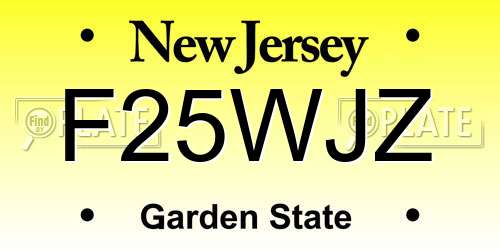 F25WJZ New Jersey License Plate