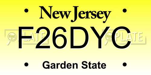 F26DYC New Jersey License Plate