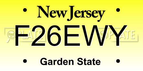 F26EWY New Jersey License Plate