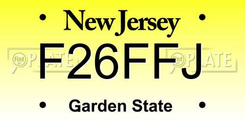 F26FFJ New Jersey License Plate