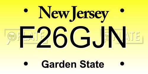 F26GJN New Jersey License Plate