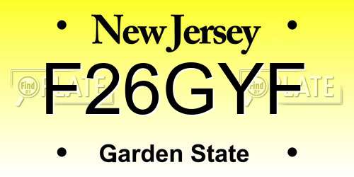 F26GYF New Jersey License Plate
