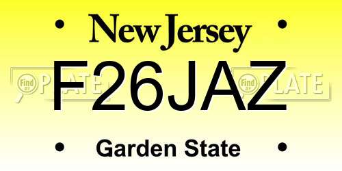 F26JAZ New Jersey License Plate
