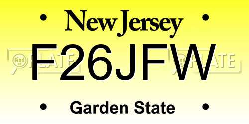 F26JFW New Jersey License Plate