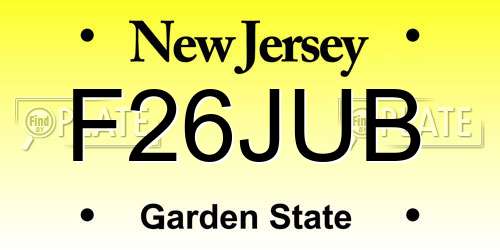 F26JUB New Jersey License Plate