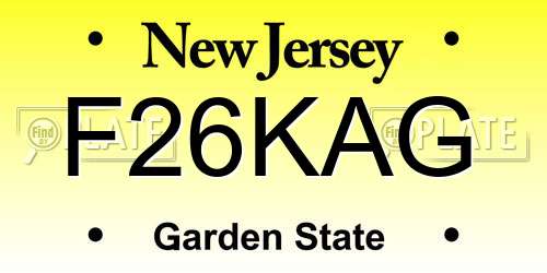 F26KAG New Jersey License Plate