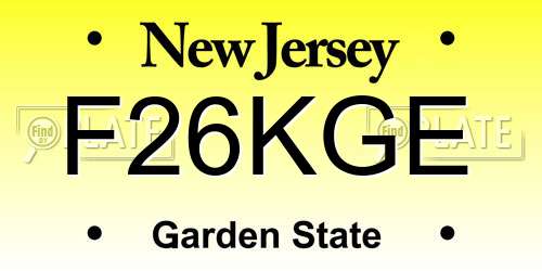 F26KGE New Jersey License Plate