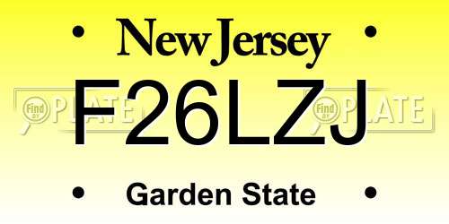F26LZJ New Jersey License Plate