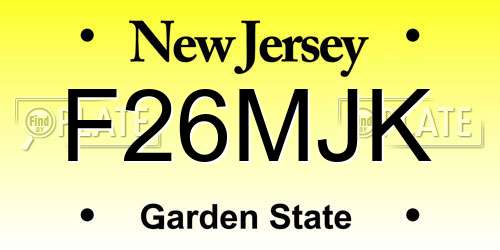 F26MJK New Jersey License Plate