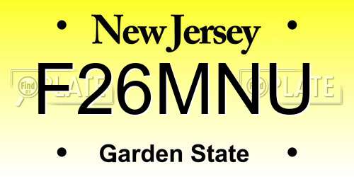 F26MNU New Jersey License Plate