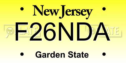 F26NDA New Jersey License Plate