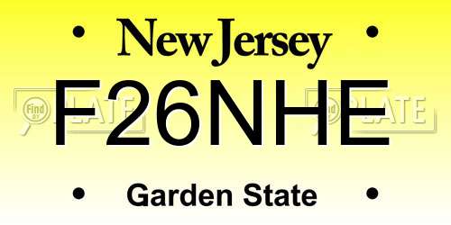 F26NHE New Jersey License Plate