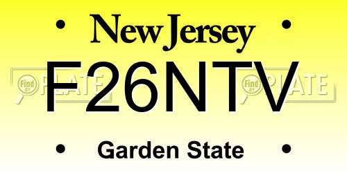 F26NTV New Jersey License Plate