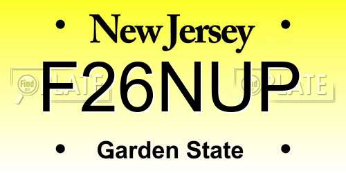 F26NUP New Jersey License Plate