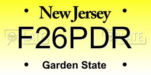 F26PDR New Jersey License Plate