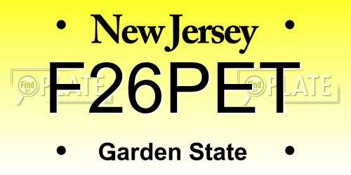 F26PET New Jersey License Plate
