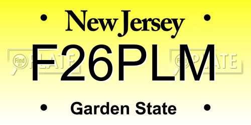 F26PLM New Jersey License Plate