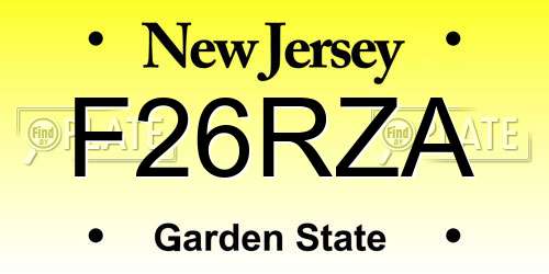 F26RZA New Jersey License Plate