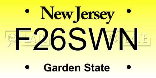 F26SWN New Jersey License Plate