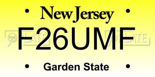 F26UMF New Jersey License Plate