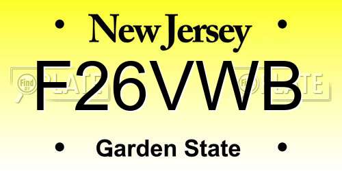 F26VWB New Jersey License Plate
