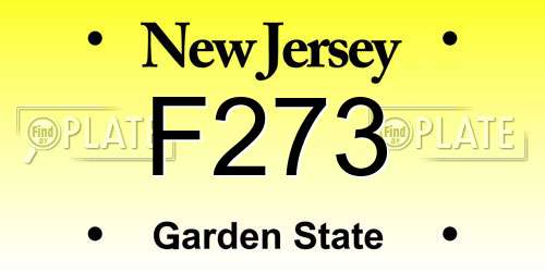 F273 New Jersey License Plate