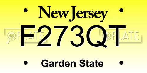 F273QT New Jersey License Plate