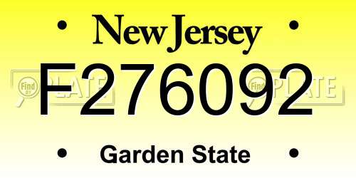 F276092 New Jersey License Plate