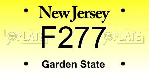 F277 New Jersey License Plate