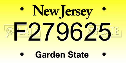 F279625 New Jersey License Plate
