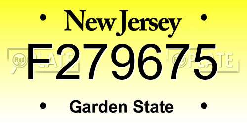 F279675 New Jersey License Plate