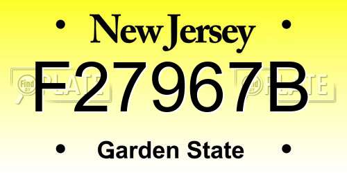 F27967B New Jersey License Plate