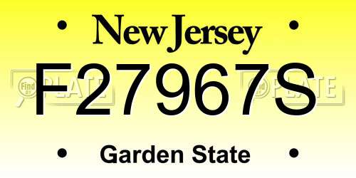 F27967S New Jersey License Plate