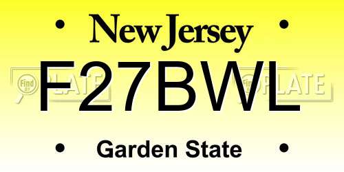 F27BWL New Jersey License Plate